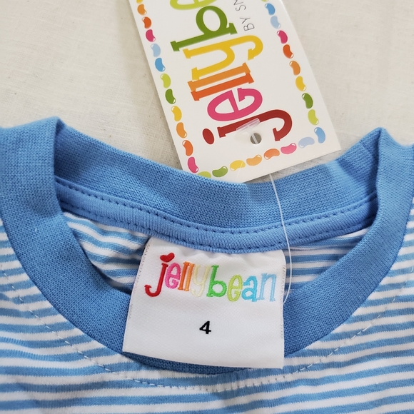 Jelly Bean/Smock Candy Size 4 Medium Blue Striped T-Shirt Cotton/Spandex NWT - Picture 3 of 7